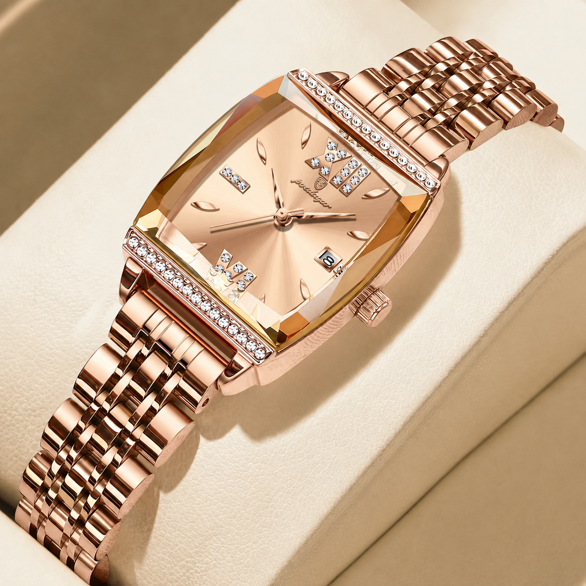 Poedagar Women's Slim Rectangle Diamond Watch