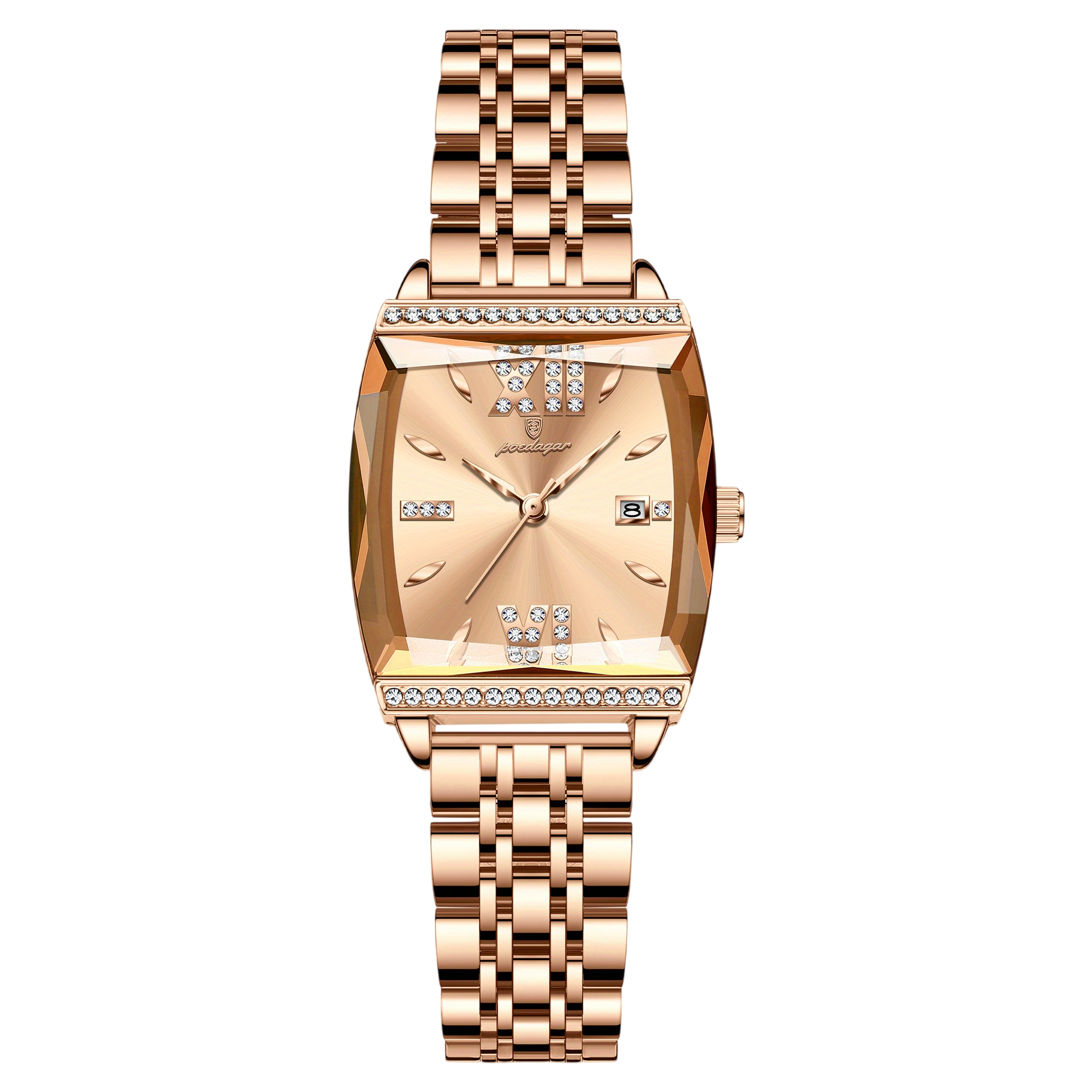 Poedagar Women's Slim Rectangle Diamond Watch