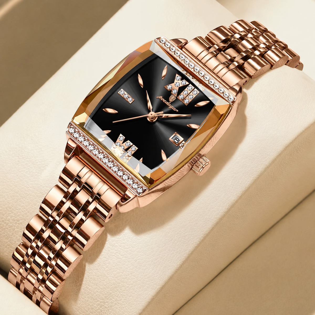 Poedagar Women's Slim Rectangle Diamond Watch