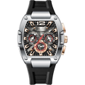 Poedagar Luxury Mens Sport Watch Tonneau Case Silicone Strap  Waterproof 9051