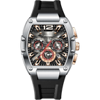 Poedagar Luxury Mens Sport Watch Tonneau Case Silicone Strap  Waterproof 9051
