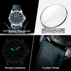 Poedagar Men's Bold Leather Sports Watch