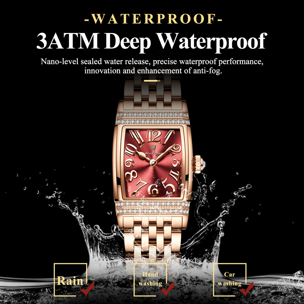 Poedagar Women Watch Rose Gold Stainless Steel Waterproof