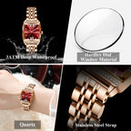 Poedagar Women's Slim Rectangle Diamond Watch