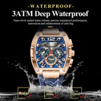 Poedagar Luxury Mens Sport Watch Tonneau Case Silicone Strap  Waterproof 9051