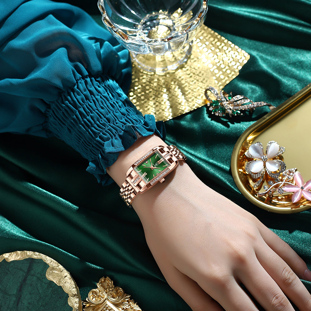 Poedagar Green Rectangular Watch