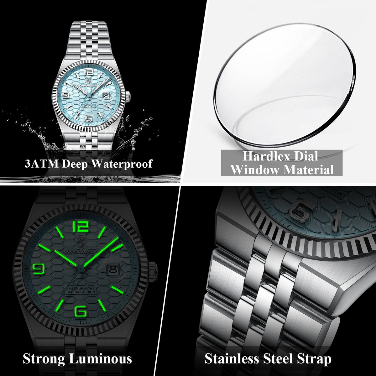 Poedagar High Quality Stainless Steel Women Watch Waterproof Luminous