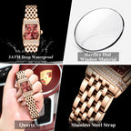 Poedagar Women Watch Rose Gold Stainless Steel Waterproof