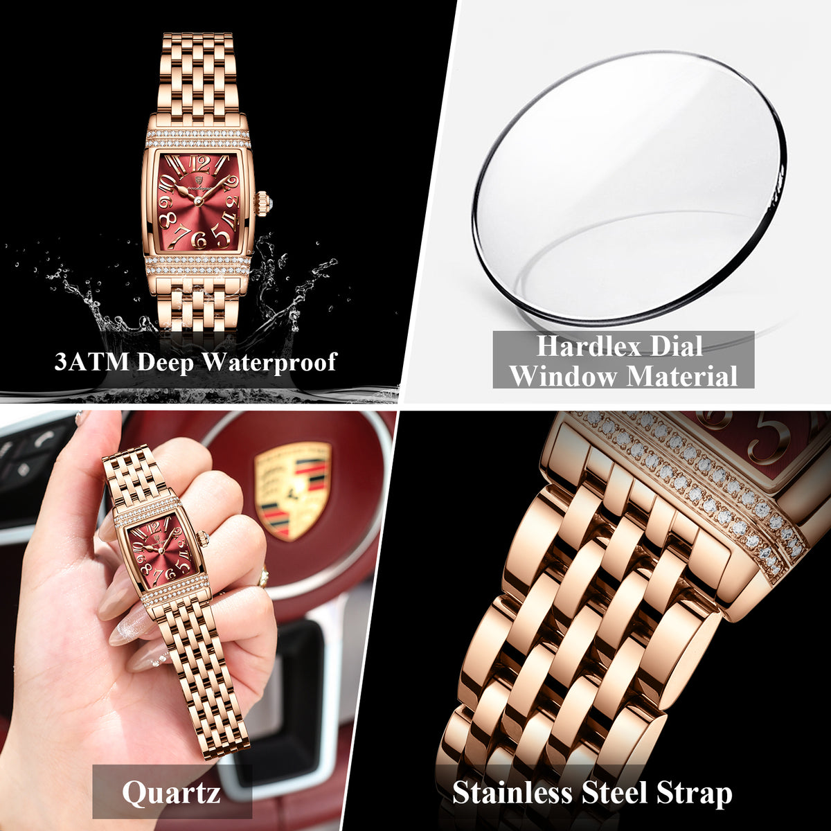 Poedagar Women Watch Rose Gold Stainless Steel Waterproof