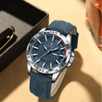 Poedagar Men's Bold Leather Sports Watch