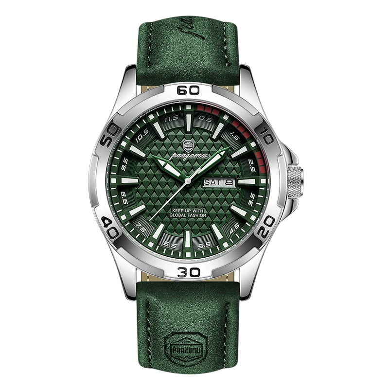 Poedagar Men's Bold Leather Sports Watch