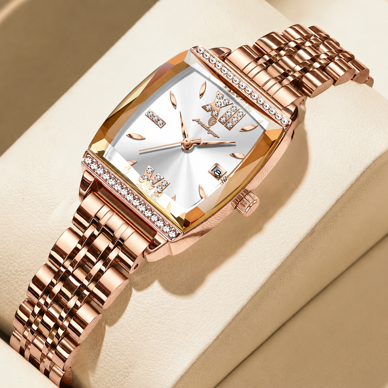 Poedagar Women's Slim Rectangle Diamond Watch