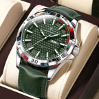 Poedagar Men's Bold Leather Sports Watch